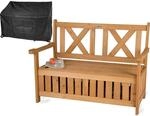 needs&wants Gartenbank Holz wetterfest mit Stauraum und Abdeckung 2 Sitzer Truhenbank