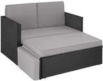 Tectake Rattan Lounge Korfu 2 Sitzer Widerstandsf&auml;hig 119 x 64 50 x 71 50 cm