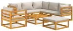 vidaXL 8-tlg Garten-Lounge-Set mit Hellgrauen Kissen Massivholz Modell 2