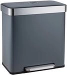 Svita LT2X30 M&uuml;lleimer 60l Treteimer 2 F&auml;cher Mit Deckel Grau