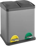 Svita TC2X15 M&uuml;lleimer 30L 2x15 Treteimer Papierkorb M&uuml;lltrennung Stahl Grau