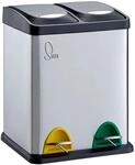 Svita TC2X8 M&uuml;lleimer 16 Liter 2x8L Doppelt K&uuml;cheneimer Treteimer Silber