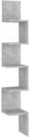 vidaXL Wand-Eckregal Betongrau 20x20x127,5 cm Holzwerkstoff 807281