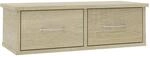 vidaXL Wand-Schubladenregal Sonoma-Eiche 60x26x18,5 cm Holzwerkstoff 800588
