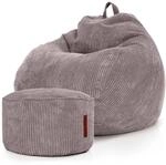Green Bean Sitzpouf 2er Set Scoop + Pouf 90 x 90 x 110 cm Cord Waschbarer Bezug Grau