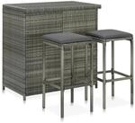 vidaXL 3-tlg. Bar Set Poly Rattan Grau Modell 1