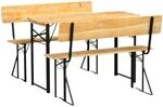 holz4home Bierzeltgarnitur Mehrteilig & Klappbar Inklusive Wandhalterung Mit Lehne