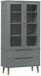 vidaXL Vitrinenschrank MOLDE Grau 90x35x175 cm Massivholz Kiefer 350545