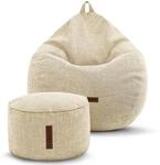 Green Bean Sitzhocker Motiv-Sitzsack 80 x 50 x 90 cm Linen Waschbarer Bezug Sand