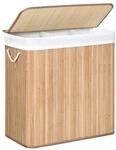 Songmics W&auml;schekorb 3 Sortierf&auml;chern 40 cm x 60 cm x 61,5 cm Holzfarbe 150,