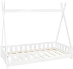 ML-Design Kinderbett Tipi 80x160 cm Wei&szlig; mit Rausfallschutz Lattenrost