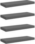 vidaXL Schweberegale 4 Stk Hochglanz-Grau 60x23,5x3,8 cm MDF 323792