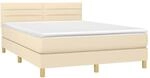 vidaXL Boxspringbett mit Matratze Creme 140x200 cm Stoff 3140702