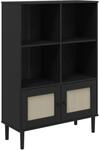 vidaXL B&uuml;cherschrank SENJA Rattan-Look Schwarz 90x35x130cm Kiefernholz 358063