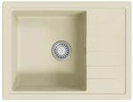 vidaXL K&uuml;chensp&uuml;le mit &Uuml;berlauf Oval Beige Granit 147103