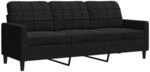 vidaXL 3-Sitzer-Sofa Schwarz 180 cm Samt 2153261