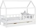 Homestyle4u Hausbett 90x200 mit Bettkasten in Wei&szlig; 2522