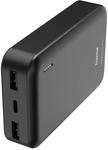 Hama Power Pack Pocket 10 mit 2 USB-A Ausg&auml;ngen 10.000 mAh Anthrazit