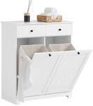 SoBuy W&auml;scheschrank mit 2 ausklappbaren W&auml;sches&auml;cken MDF Vlies Wei&szlig; BZR33-W