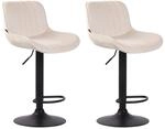 CLP 2er Set Barhocker Lentini Samt Creme/Schwarz