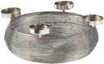 Kobolo Dekokranz Adventskranz aus Metall Silber mit Schale f&uuml;r 4 Kerzen