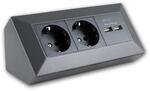 ChiliTec 2-Fach Aufbau Steckdosenblock 2x USB A Anthrazit