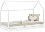 Homestyle4u Hausbett 90x200 in Wei&szlig; Ausziehbar 2591