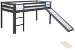 Homestyle4u Kinderbett 90x200 mit Lattenrost und Rutsche in Grau 2258