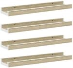 vidaXL Wandregale 4 Stk. Wei&szlig; und Sonoma-Eiche 40x9x3 cm 326694