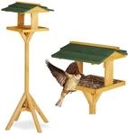 Relaxdays Vogelhaus Tannenholz Natur Gr&uuml;n mit St&auml;nder 117 cm x 34 cm x 36 cm 2,3 kg