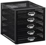 Relaxdays Schubladenbox A4 Stahl Schwarz Rutschfest Beschriftbar 29 cm x 27,5 cm x
