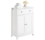SoBuy Badezimmerschrank Sideboard mit Schublade und Lamellent&uuml;ren 60x87x35cm Wei&szlig;