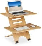 Relaxdays Stehschreibtisch Aufsatz Bambus Natur H&ouml;henverstellbar Rutschfest 61 cm x
