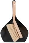 Relaxdays Kehrgarnitur Holz Metall Schwarz Mit Handfeger 33 cm x 21,5 cm x 6 cm