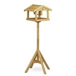 Relaxdays Vogelhaus Tannenholz Natur Impr&auml;gniert mit St&auml;nder 117 cm x 50 cm x 50 cm