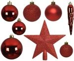 Marelida Christbaumkugeln Weihnachtskugeln Mit Stern Baumspitze Bruchfest Rot 33