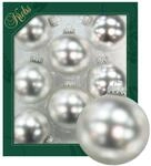 Krebs Glas Lauscha Weihnachtskugeln Uni-Design Cornelia Silberfarbig 7cm