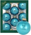Krebs Glas Lauscha Weihnachtskugeln T&uuml;rkis Glanz Uni 8er-Set 7cm