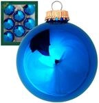Krebs Glas Lauscha Weihnachtskugeln Blau Glanz Uni 8er-Set 7cm