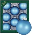 Krebs Glas Lauscha Weihnachtskugeln Gletscherblau Matt Uni 8er-Set 7cm