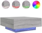 vidaXL Couchtisch mit LED-Leuchten Grau Sonoma 80x80x31 cm