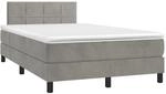 vidaXL Boxspringbett mit Matratze & LED Hellgrau 120x200 cm Samt 3134393
