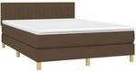 vidaXL Boxspringbett mit Matratze & LED Dunkelbraun 140x200 cm Stoff 3133880