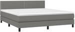 vidaXL Boxspringbett mit Matratze & LED Dunkelgrau 180x200 cm Stoff 3133094
