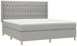 vidaXL Boxspringbett mit Matratze & LED Hellgrau 180x200 cm Stoff 3139133