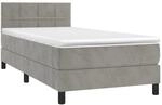vidaXL Boxspringbett mit Matratze & LED Hellgrau 90x200 cm Samt 3134381