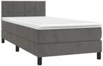 vidaXL Boxspringbett mit Matratze & LED Dunkelgrau 90x200 cm Samt 3134382