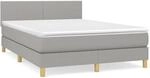 vidaXL Boxspringbett mit Matratze Hellgrau 140x200 cm Stoff1389337