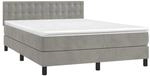 vidaXL Boxspringbett mit Matratze Hellgrau 140x200 cm Samt 3141545