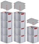PROREGAL Spar Set 10x Eurobox Nextgen Color Mit Auflagedeckel &